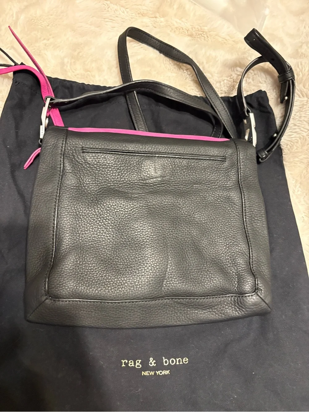 rag & bone Hot Pink and Black Leather Crossbody